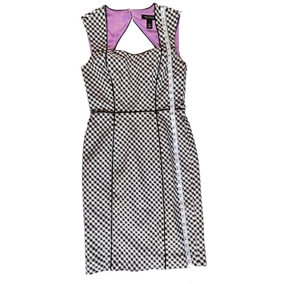 White House Black Market Modern Gingham Sheath Dress Back Cutout Size 2 - Picture 9 of 14